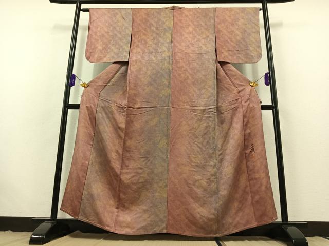 平和屋着物▽上質な小紋 単衣 作家物 霞文 暈し染め 正絹 逸品 AABB7759jh