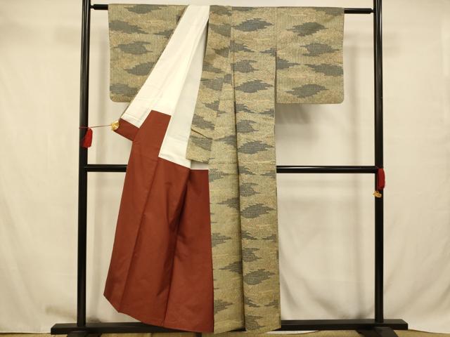 平和屋着物■上質な紬　雲取り吉祥花文　正絹　逸品　AABB7787fw