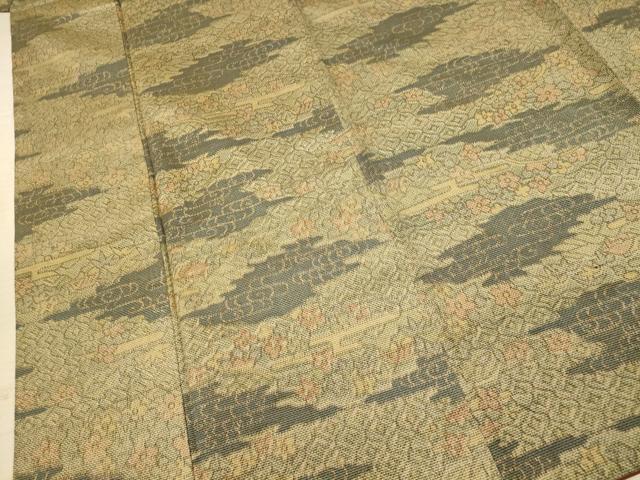 平和屋着物■上質な紬　雲取り吉祥花文　正絹　逸品　AABB7787fw