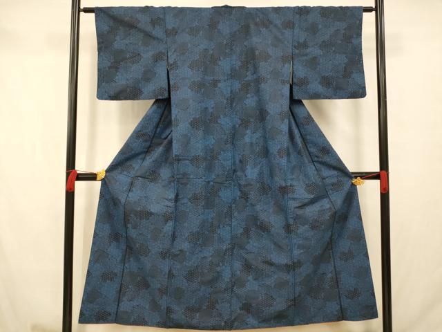 平和屋着物■上質な紬　色紙吉祥文様　正絹　逸品　AABB7788fw