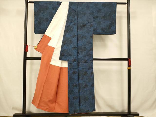 平和屋着物■上質な紬　色紙吉祥文様　正絹　逸品　AABB7788fw