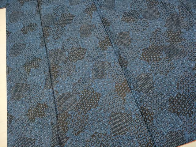 平和屋着物■上質な紬　色紙吉祥文様　正絹　逸品　AABB7788fw