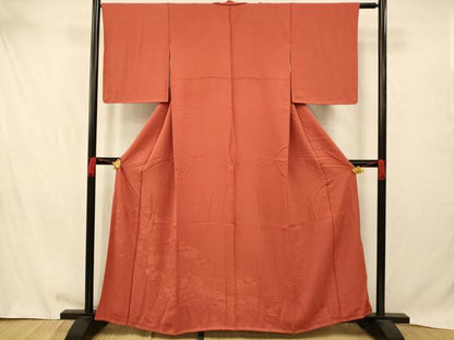 平和屋着物■色留訪問着 人物風景地紋 赤茶色 正絹 逸品 AABB7871fw