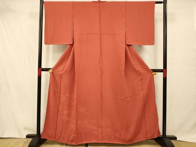 平和屋着物■色留訪問着 人物風景地紋 赤茶色 正絹 逸品 AABB7871fw