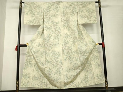 平和屋着物●上質な紬 枝葉文 正絹 逸品 AABB7890ck