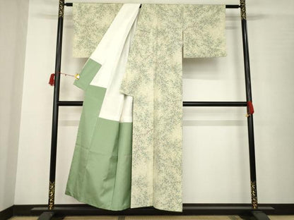 平和屋着物●上質な紬 枝葉文 正絹 逸品 AABB7890ck