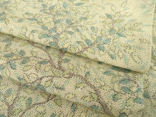 平和屋着物●上質な紬 枝葉文 正絹 逸品 AABB7890ck
