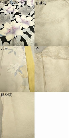 平和屋着物●ブライダルファッションデザイナー・桂由美　訪問着　草花文　銀彩　ロング丈　正絹　逸品　AABB7897ck
