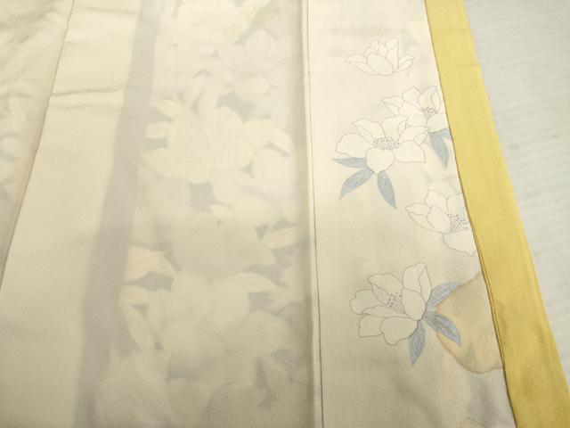 平和屋着物●ブライダルファッションデザイナー・桂由美　訪問着　草花文　銀彩　ロング丈　正絹　逸品　AABB7897ck