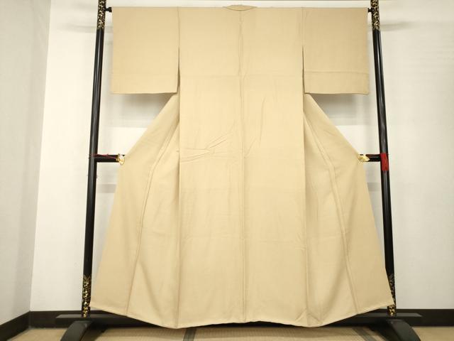 平和屋着物●上質な色無地　白茶色　正絹　逸品　AABB7903ck