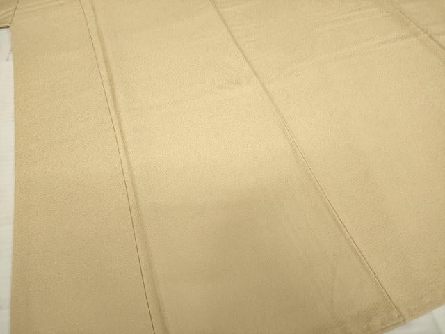 平和屋着物●上質な色無地　白茶色　正絹　逸品　AABB7903ck