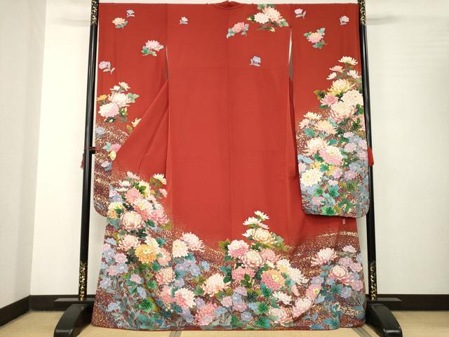 平和屋着物●豪華振袖 友禅 作家物 白鳥映雪 駒刺繍 花尽くし 暈し染め 金彩 正絹 逸品 AABB7909ck