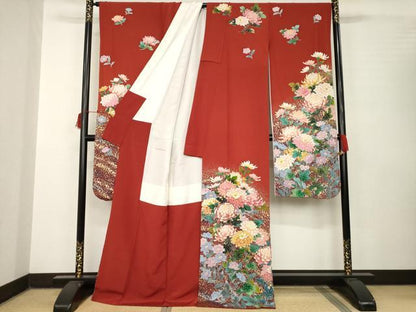 平和屋着物●豪華振袖 友禅 作家物 白鳥映雪 駒刺繍 花尽くし 暈し染め 金彩 正絹 逸品 AABB7909ck