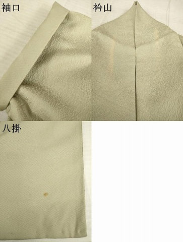 平和屋着物●上質な色無地 草花地紋 白橡色 正絹 逸品 AABB7910ck