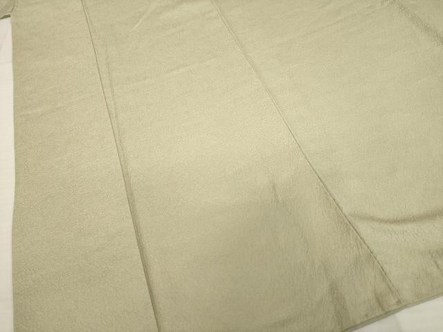 平和屋着物●上質な色無地 草花地紋 白橡色 正絹 逸品 AABB7910ck