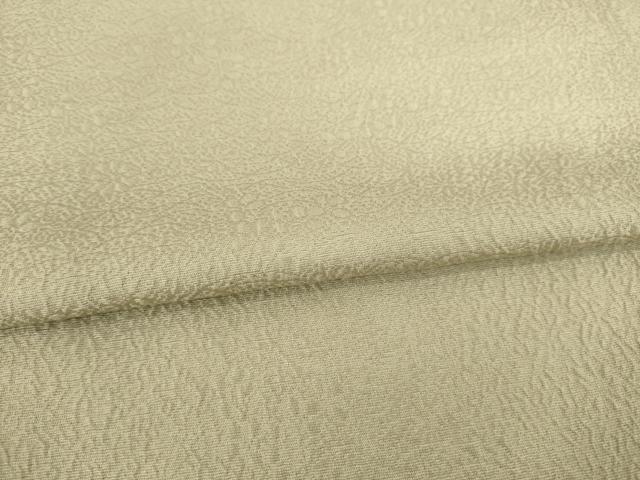 平和屋着物●上質な色無地 草花地紋 白橡色 正絹 逸品 AABB7910ck