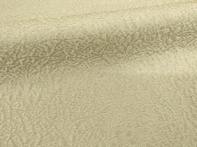 平和屋着物●上質な色無地 草花地紋 白橡色 正絹 逸品 AABB7910ck