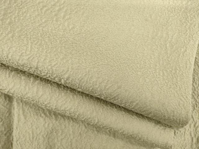 平和屋着物●上質な色無地 草花地紋 白橡色 正絹 逸品 AABB7910ck