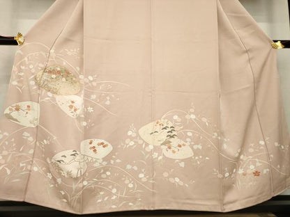 平和屋着物●訪問着 駒刺繍 貝合わせ花文 金彩 正絹 逸品 AABB7913ck