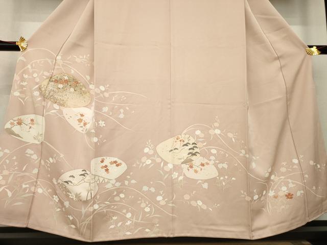 平和屋着物●訪問着 駒刺繍 貝合わせ花文 金彩 正絹 逸品 AABB7913ck