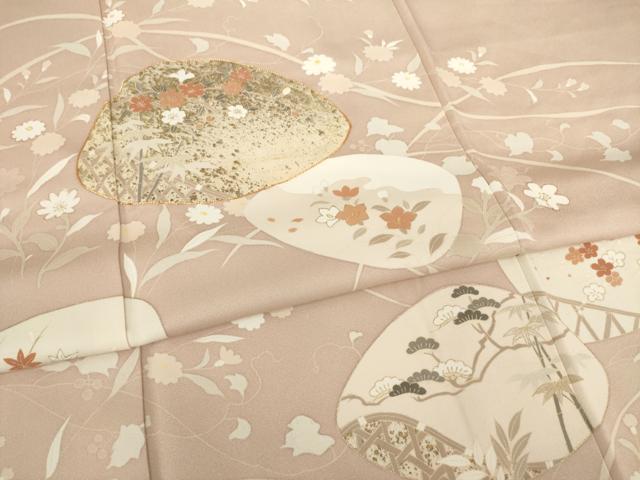 平和屋着物●訪問着 駒刺繍 貝合わせ花文 金彩 正絹 逸品 AABB7913ck