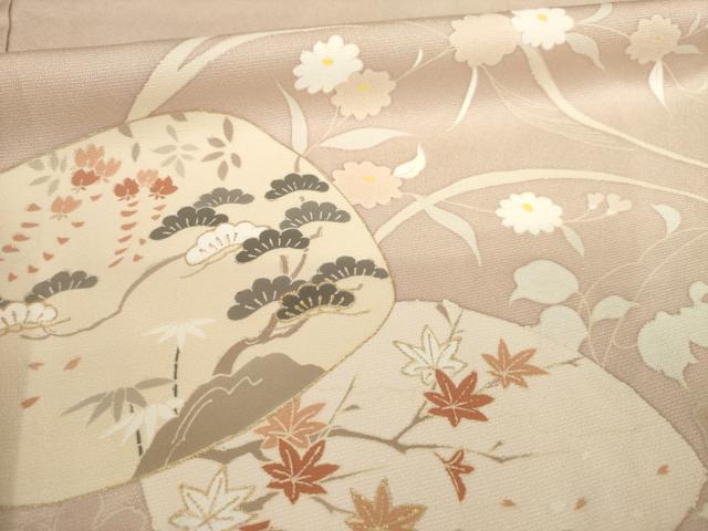 平和屋着物●訪問着 駒刺繍 貝合わせ花文 金彩 正絹 逸品 AABB7913ck