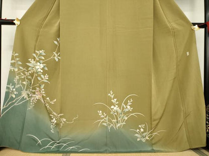 平和屋着物●訪問着　友禅　作家物　花鳥文　暈し染め　正絹　逸品　AABB7915ck