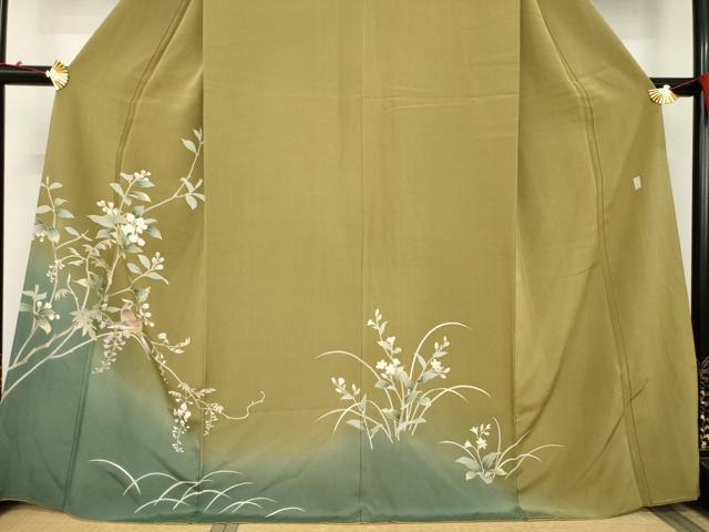 平和屋着物●訪問着　友禅　作家物　花鳥文　暈し染め　正絹　逸品　AABB7915ck