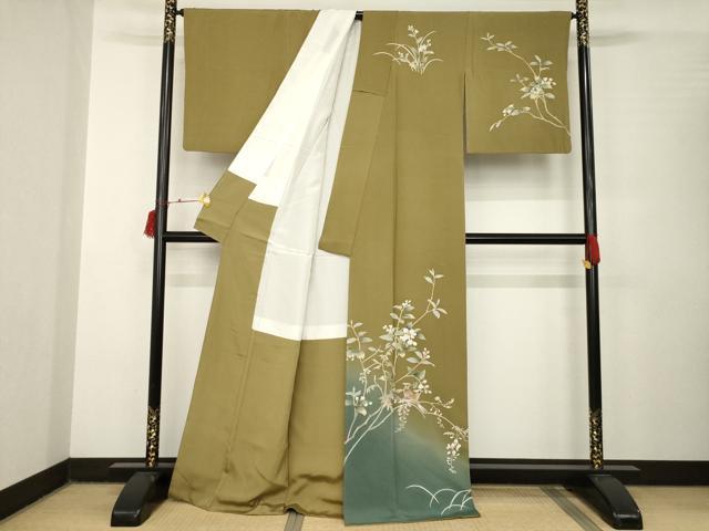 平和屋着物●訪問着　友禅　作家物　花鳥文　暈し染め　正絹　逸品　AABB7915ck