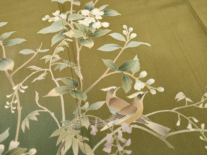 平和屋着物●訪問着　友禅　作家物　花鳥文　暈し染め　正絹　逸品　AABB7915ck