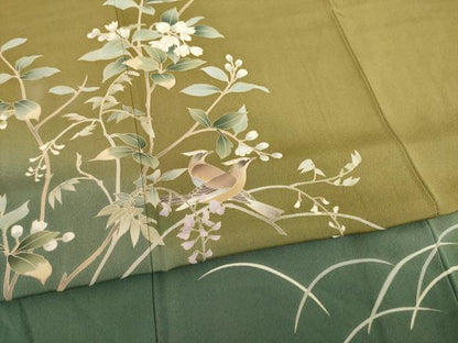 平和屋着物●訪問着　友禅　作家物　花鳥文　暈し染め　正絹　逸品　AABB7915ck