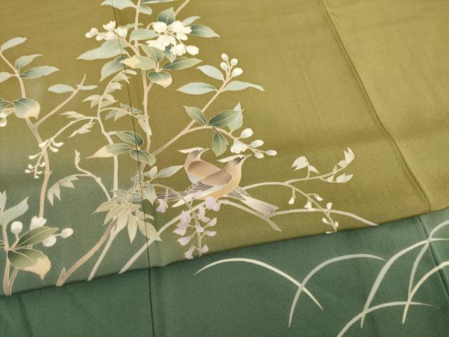 平和屋着物●訪問着　友禅　作家物　花鳥文　暈し染め　正絹　逸品　AABB7915ck