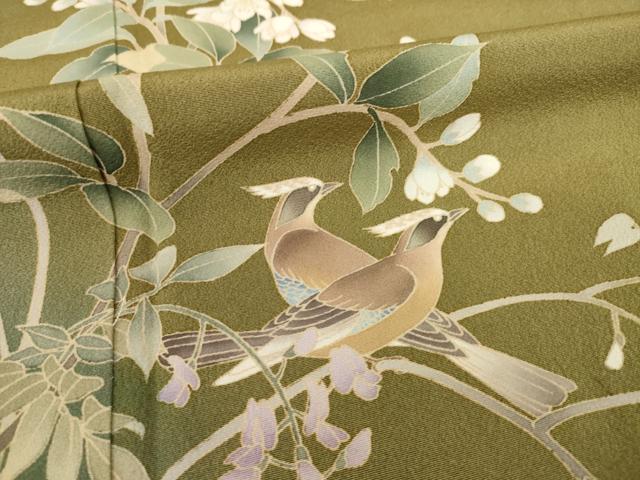 平和屋着物●訪問着　友禅　作家物　花鳥文　暈し染め　正絹　逸品　AABB7915ck