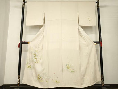 平和屋着物●訪問着　友禅　草花文　金彩　正絹　逸品　AABB7919ck