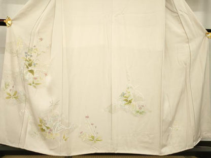 平和屋着物●訪問着　友禅　草花文　金彩　正絹　逸品　AABB7919ck