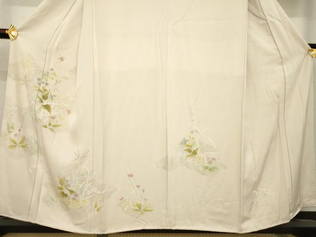 平和屋着物●訪問着　友禅　草花文　金彩　正絹　逸品　AABB7919ck