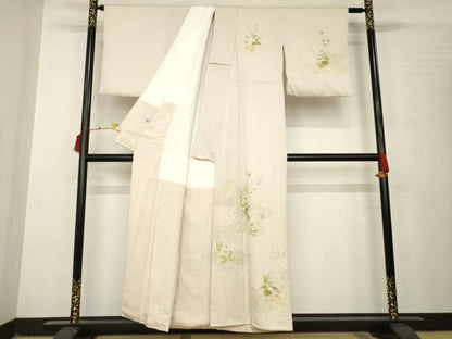 平和屋着物●訪問着　友禅　草花文　金彩　正絹　逸品　AABB7919ck