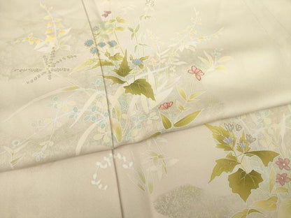 平和屋着物●訪問着　友禅　草花文　金彩　正絹　逸品　AABB7919ck