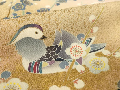 平和屋着物●京友禅の第一人者 松井青々 訪問着 鴛鴦枝梅文 暈し染め 金彩 正絹 逸品 AABB7921ck