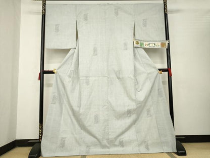 平和屋着物●本場結城紬　重要無形文化財　100亀甲　短冊松葉文　井上商事謹製　証紙付き　ロング丈　正絹　逸品　AABB7924ck
