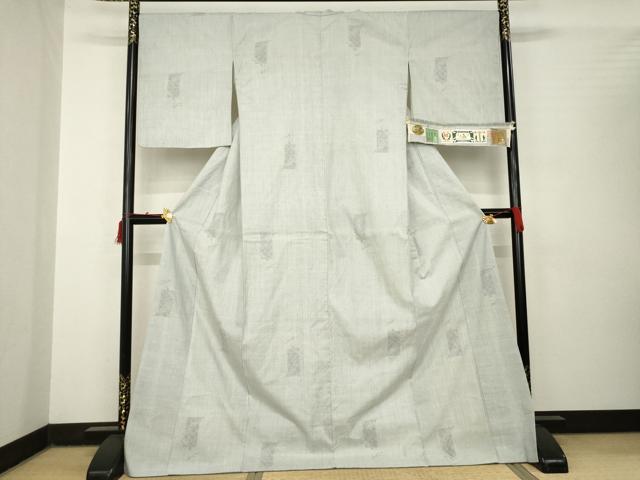 平和屋着物●本場結城紬　重要無形文化財　100亀甲　短冊松葉文　井上商事謹製　証紙付き　ロング丈　正絹　逸品　AABB7924ck