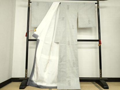 平和屋着物●本場結城紬　重要無形文化財　100亀甲　短冊松葉文　井上商事謹製　証紙付き　ロング丈　正絹　逸品　AABB7924ck