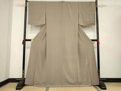 平和屋着物●上質な色無地 銀煤竹色 正絹 逸品 未使用 AABB7925ck