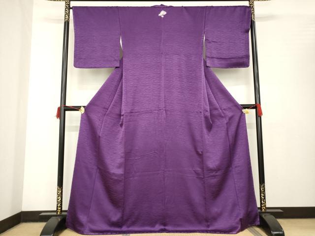平和屋着物●上質な色無地　芝地紋　滅紫色　正絹　逸品　未使用　AABB7932ck