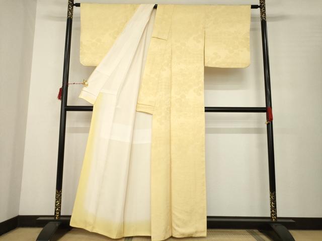 平和屋着物●上質な色無地　草花地紋　枯色　正絹　逸品　AABB7950ck