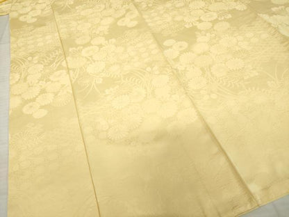 平和屋着物●上質な色無地　草花地紋　枯色　正絹　逸品　AABB7950ck