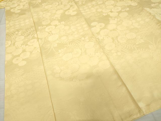 平和屋着物●上質な色無地　草花地紋　枯色　正絹　逸品　AABB7950ck