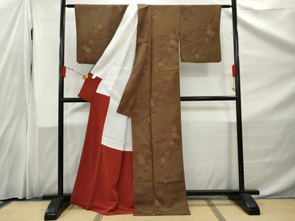 平和屋着物■小紋　草花文　暈し染め　洗える着物　AABB7992nf