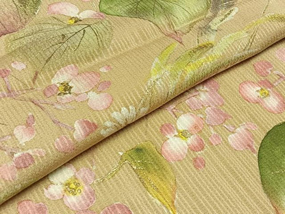 平和屋着物▽訪問着 単衣 手描き 草花文 金彩 正絹 逸品 AABB8001jh