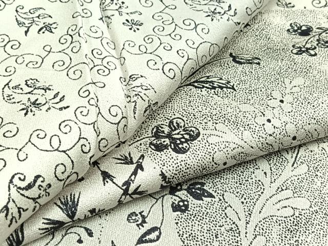 平和屋着物▽上質な小紋 単衣 花唐草文 正絹 逸品 AABB8003jh